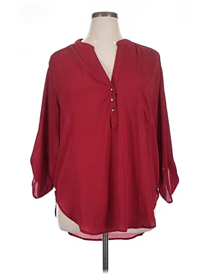 Pre-owned Teenbell 3/4 Sleeve Blouse In Burgundy
