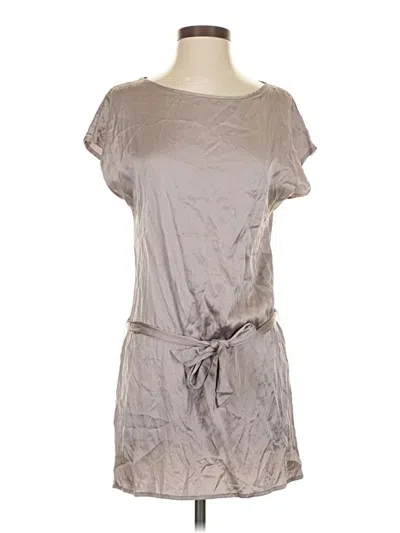 Pre-owned Teenflo Short Sleeve Silk Top Gray Cowl Neck Tops