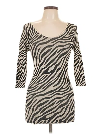 Pre-owned Tees By Tina 3/4 Sleeve Top Tan Sweetheart Neckline Tops