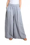 Tees By Tina Angelena Linen Wide Leg Pant In Gray In Blue