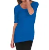 Tees By Tina Ballet Reversible Sleeve Tunic Top In Cruise Blue
