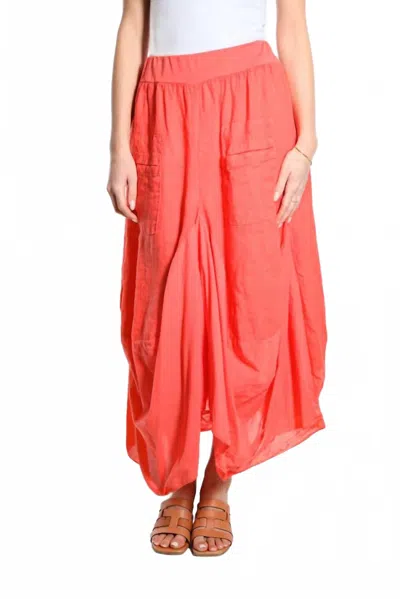 Tees By Tina Brenna Linen Pocket Maxi Skirt In Coral In Pink