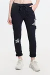 Tees By Tina Ethilia Silver Sequin Star Pant In Navy In Blue