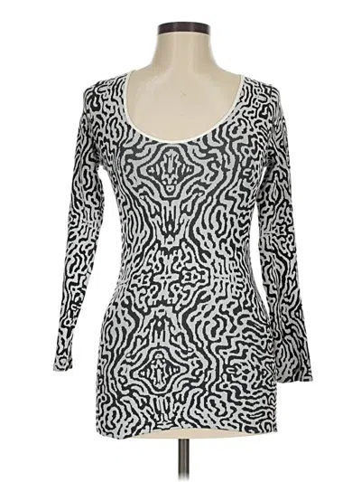 Pre-owned Tees By Tina Long Sleeve Top Silver Sweetheart Neckline Tops