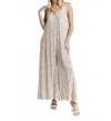 Tees By Tina Selena Jumptsuit With Satin Trim In Beige In Neutral