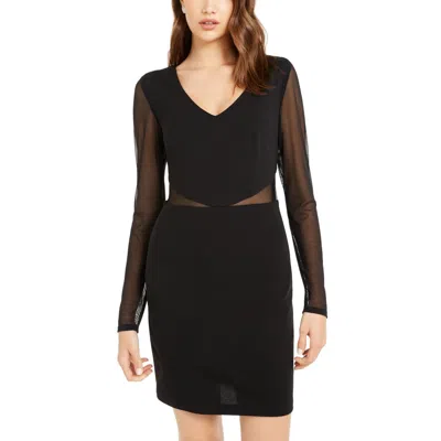 Teeze Me Juniors Womens Mini Illusion Scuba Dress In Black