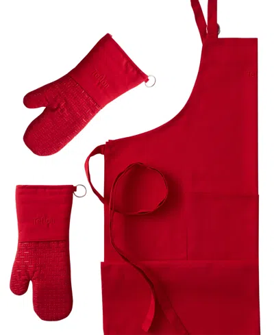 Teflon 3-piece Apron Set In Red