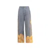 Tega Collective Women's Blue Samudram Patchwork Wide-leg Pants In Blue