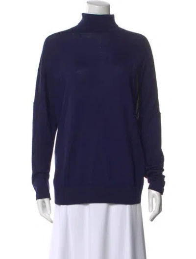 Pre-owned Teija Merino Wool Turtleneck Sweater In Blue