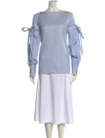 Pre-owned Teija Striped Bateau Neckline Blouse In Multi