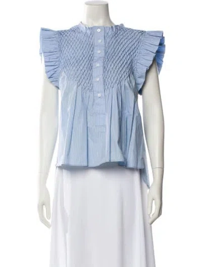 Pre-owned Teija Striped Crew Neck Blouse In Blue
