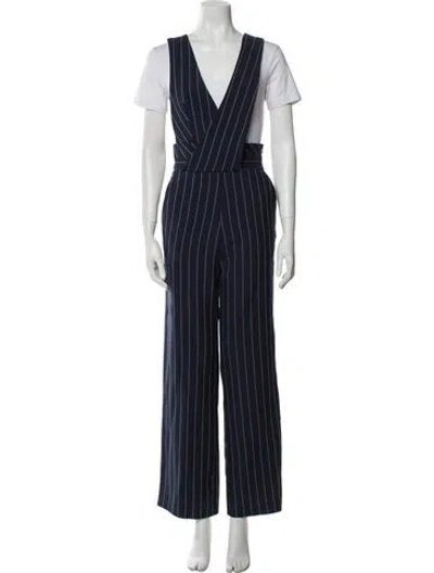 Pre-owned Teija Striped V-neck Jumpsuit In Neutral