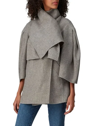 Teija Women's Shawl Collar Wool Blend Coat In Gray