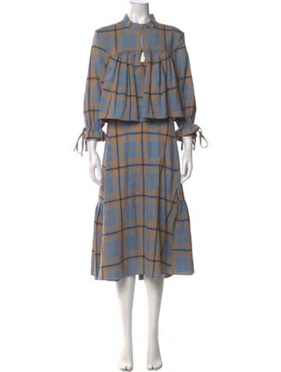 Pre-owned Teija Wool Midi Length Dress In Blue