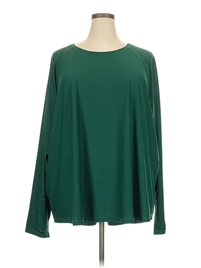 Pre-owned Tek Gear Long Sleeve Top Green Crew Neck Tops