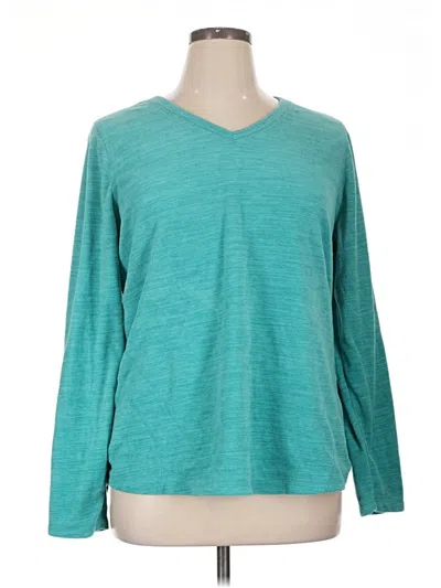 Pre-owned Tek Gear Long Sleeve Top Teal V-neck Tops