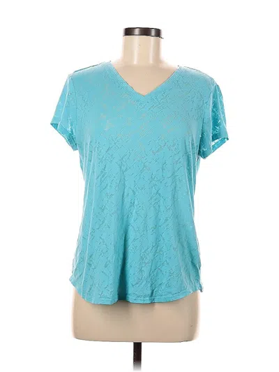Pre-owned Tek Gear Short Sleeve Top Teal V Neck Tops In Blue