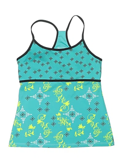 Pre-owned Tek Gear Swimsuit Top Teal Print Pattern Swimwear