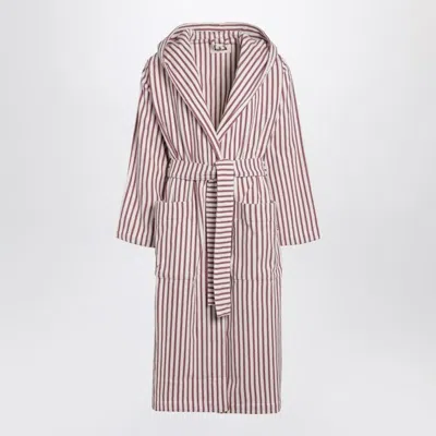 Tekla Striped Belted Bathrobe In Purple