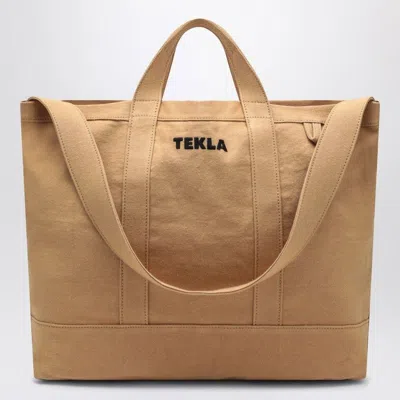 Tekla Beach Bag In Camel Cotton