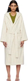 Tekla Beige & Tan Terry Hooded Bathrobe In Sienna Stripes