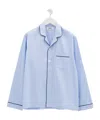 Tekla Blue Sateen Long-sleeved Pyjama Shirt In Blue