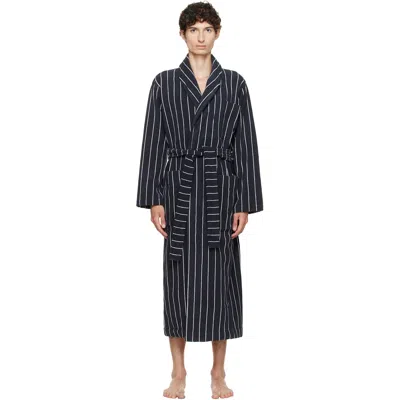 Tekla Black & White Terry Classic Bathrobe In 28-antwerp