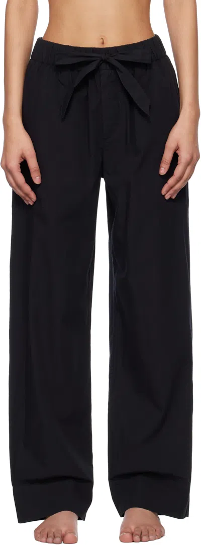 Tekla Black Poplin Pyjama Pants In All Black