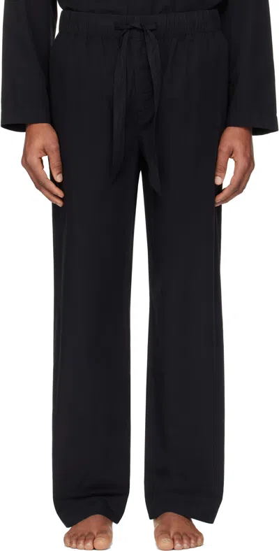 Tekla Black Poplin Pyjama Pants In All Black