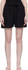 Tekla Black Poplin Pyjama Shorts In Blue