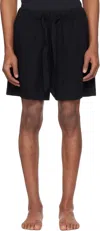 Tekla Drawstring Sleep Shorts In All Black