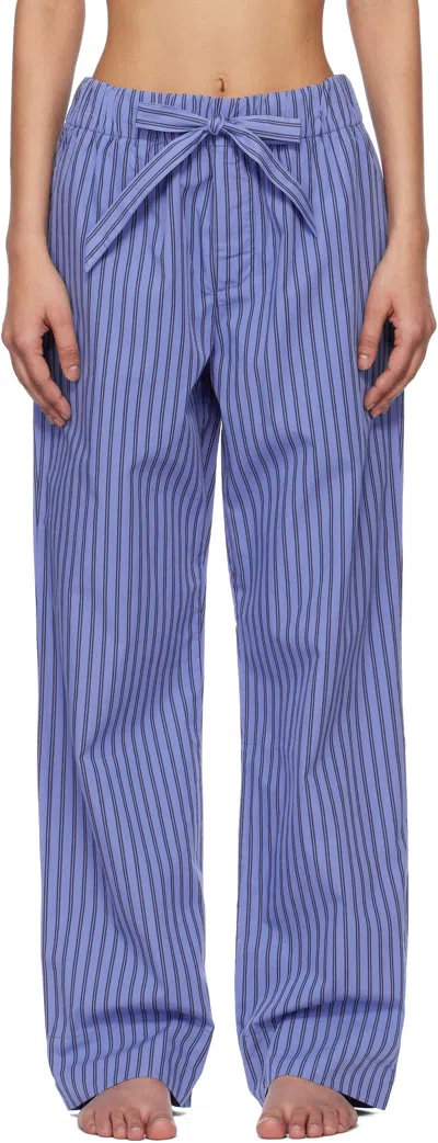 Tekla Blue & Black Poplin Pyjama Pants In Boro Stripes