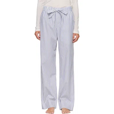 Tekla Blue & White Poplin Pyjama Pants In Skagen Stripes