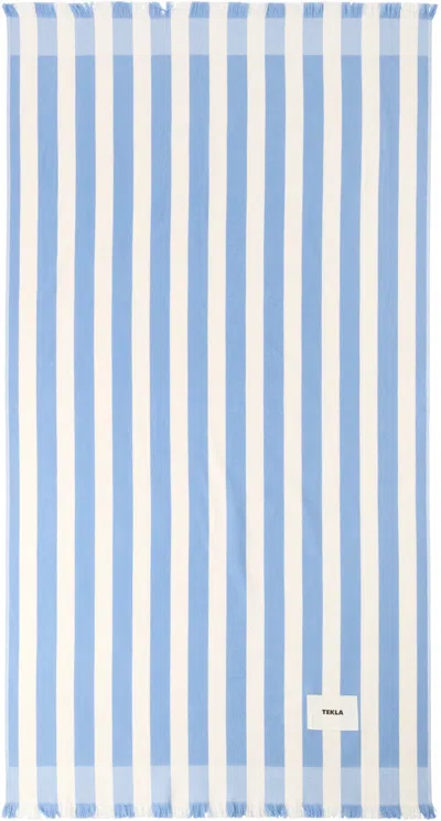 Tekla Blue & White Striped Beach Towel