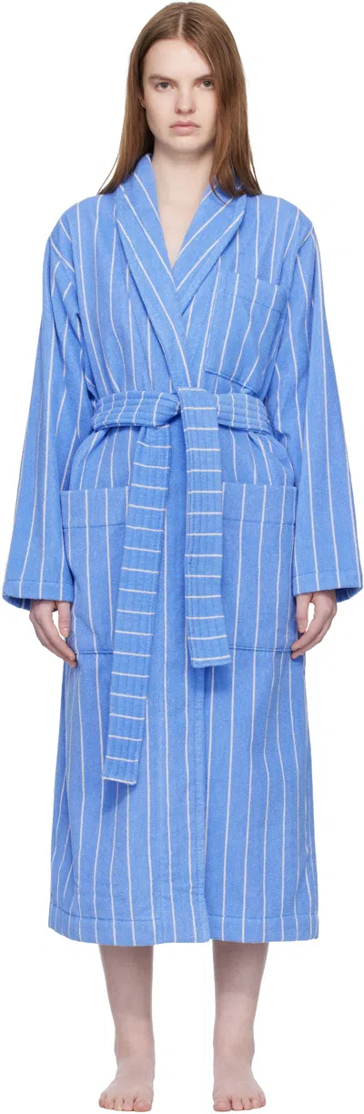 Tekla Blue & White Terry Classic Bathrobe