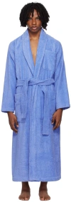 Tekla Blue Classic Bathrobe In Clear Blue