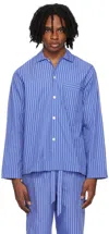 Tekla Blue Poplin Long-sleeved Pyjama Shirt In Boro Stripes