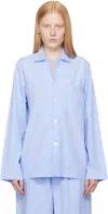 Tekla Blue Poplin Long-sleeved Pyjama Shirt