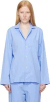 Tekla Blue Poplin Long-sleeved Pyjama Shirt