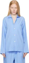 Tekla Blue Poplin Long-sleeved Pyjama Shirt