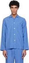 Tekla Blue Poplin Long-sleeved Pyjama Shirt In Blue