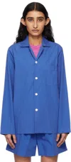 Tekla Blue Poplin Long-sleeved Pyjama Shirt In Royal Blue