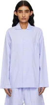 Tekla Blue Poplin Long-sleeved Pyjama Shirt In Shirt Blue