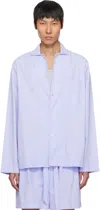 Tekla Blue Poplin Long-sleeved Pyjama Shirt In Shirt Blue