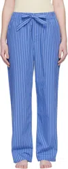 Tekla Blue Poplin Pyjama Pants In Blue