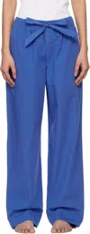 Tekla Blue Poplin Pyjama Pants In Royal Blue