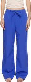Tekla Blue Poplin Pyjama Pants In Royal Blue