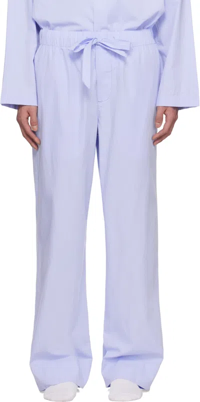Tekla Blue Poplin Pyjama Trousers In Shirt Blue