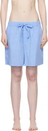 Tekla Blue Poplin Pyjama Shorts