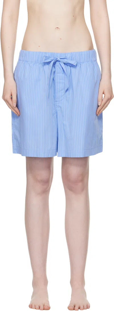 Tekla Blue Poplin Pyjama Shorts